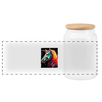 Portrait de licorne - Boîte à biscuits avec couvercle en bois - blanc - Devant