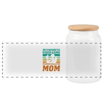 Mon joueur de jeux vidéo préféré m’appelle maman - Boîte à biscuits avec couvercle en bois - blanc - Devant
