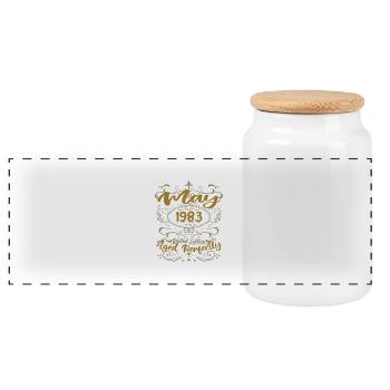 Born in May 1983 Birthday May 1983 bday May 1983 - Panoramic Cookie Jar with Wooden Lid - white - Front