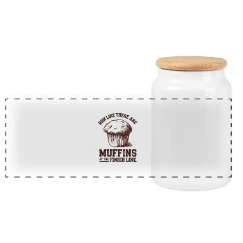 Lauf Als Wären Muffins Am Ziel Marathonläufer - Panorama Keksdose mit Holzdeckel - Weiß - Vorne