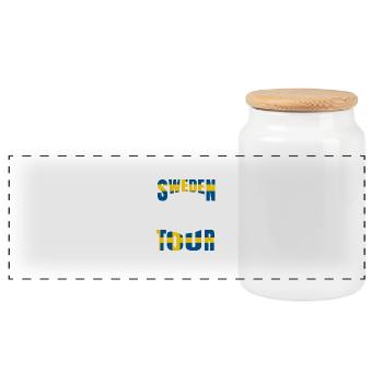 Sweden Fishing 2025 Fishing Trip Sweden - Panoramic Cookie Jar with Wooden Lid - white - Front