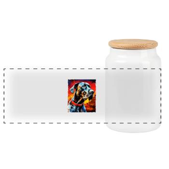 Great Dane Dog Portrait - Panoramic Cookie Jar with Wooden Lid - white - Front