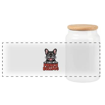I like my French Bulldog Dog Love - Panoramic Cookie Jar with Wooden Lid - white - Front