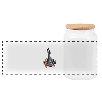 Dame élégante avec des chats scène d’amour pour - Boîte à biscuits avec couvercle en bois - blanc - Devant