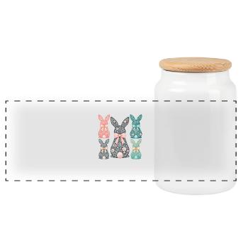 Lapin de Pâques motif floral look rétro - Boîte à biscuits avec couvercle en bois - blanc - Devant