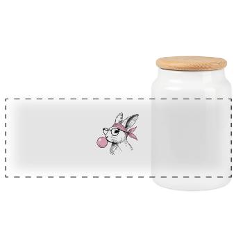Pâques rétro style vintage lapin bulle de gomme - Boîte à biscuits avec couvercle en bois - blanc - Devant