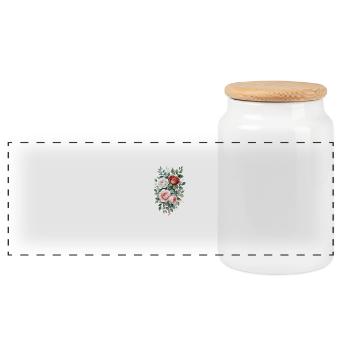 Bouquet élégant d’aquarelle de rose - Boîte à biscuits avec couvercle en bois - blanc - Devant