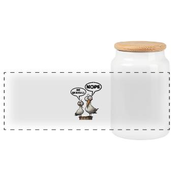 Be Seagull Fuck It Saying Be Seagull Nope - Panoramic Cookie Jar with Wooden Lid - white - Front