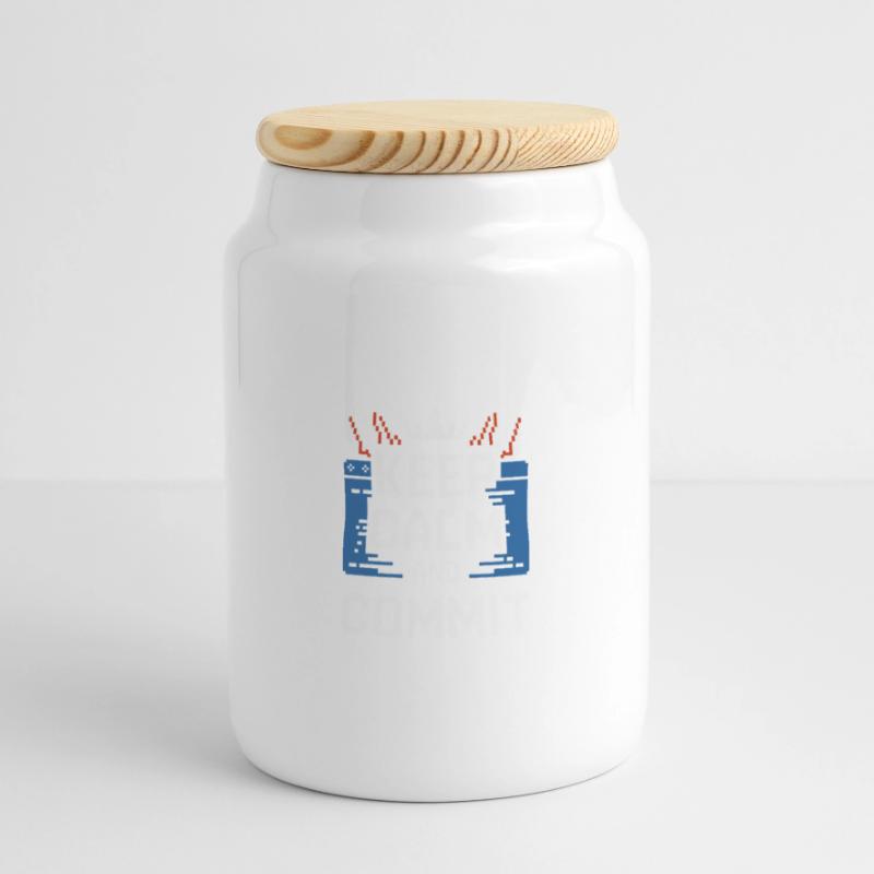 Coding Ninja Programmer Debugging Master Panoramic Cookie Jar with Wooden Lid