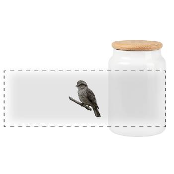 Potoo Bird - Panoramic Cookie Jar with Wooden Lid - white - Front