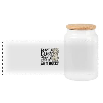 Just a Girl Who Loves White Tigers - Panorama Keksdose mit Holzdeckel - Weiß - Vorne