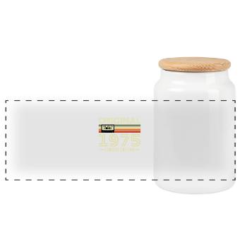 1975 Vintage Retro Geburtstagsgeschenk - Panorama Keksdose mit Holzdeckel - Weiß - Vorne