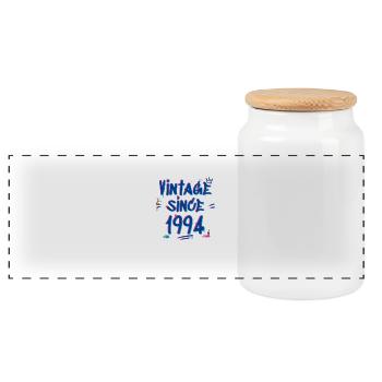 Vintage Since 1994 Hip-Hop Graffiti Glitch 31st - Panoramic Cookie Jar with Wooden Lid - white - Front