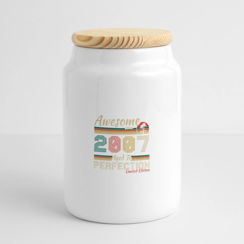 2007 Vintage Retro Birthday Gift Panoramic Cookie Jar with Wooden Lid