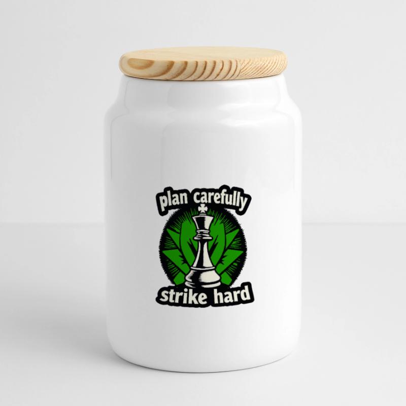 Schach plan carefully strike hard Panoramic Cookie Jar with Wooden Lid