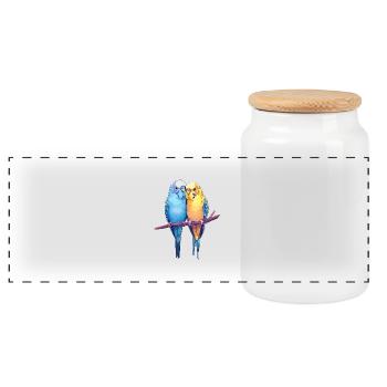 Budgies - Boîte à biscuits avec couvercle en bois - blanc - Devant
