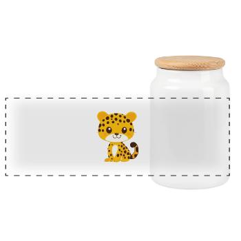 Petit léopard - Boîte à biscuits avec couvercle en bois - blanc - Devant