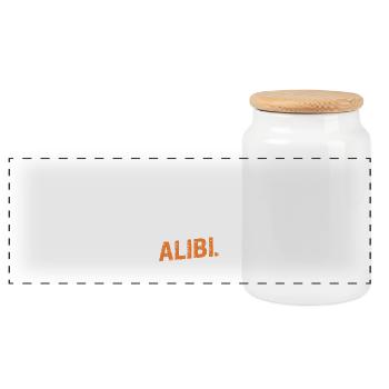 Just here to create an alibi – Funny - Panoramic Cookie Jar with Wooden Lid - white - Front