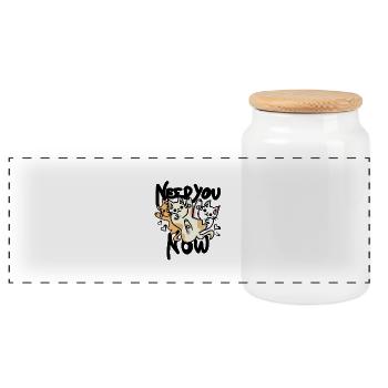 Dicton de chat avec des cœurs - Boîte à biscuits avec couvercle en bois - blanc - Devant