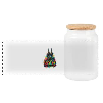 Cathédrale de Cologne style graffiti - Boîte à biscuits avec couvercle en bois - blanc - Devant