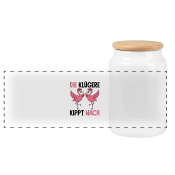 The smarter one tips over after Malle girls' night out - Panoramic Cookie Jar with Wooden Lid - white - Front
