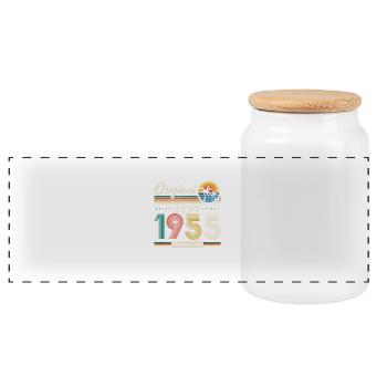 Juni 1955 Vintage Geburtstagsgeschenk - Panorama Keksdose mit Holzdeckel - Weiß - Vorne