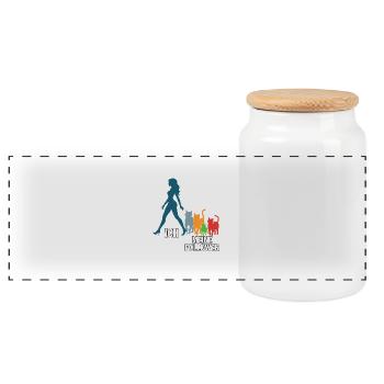 Ich & meine Follower – Katzenhumor Design - Panorama Keksdose mit Holzdeckel - Weiß - Vorne