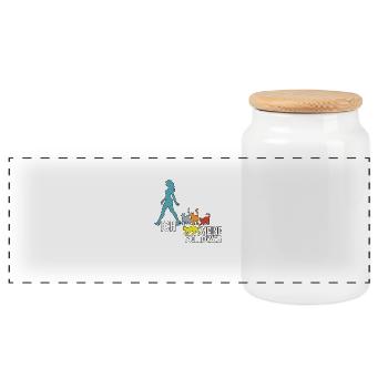 Ich & meine Follower – Katzenhumor Design - Panorama Keksdose mit Holzdeckel - Weiß - Vorne