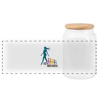 Ich & meine Follower – Katzenhumor Design - Panorama Keksdose mit Holzdeckel - Weiß - Vorne