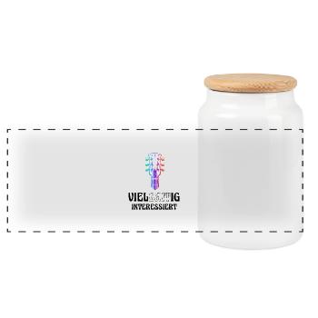 Guitar multi-stringed interested - Panoramic Cookie Jar with Wooden Lid - white - Front