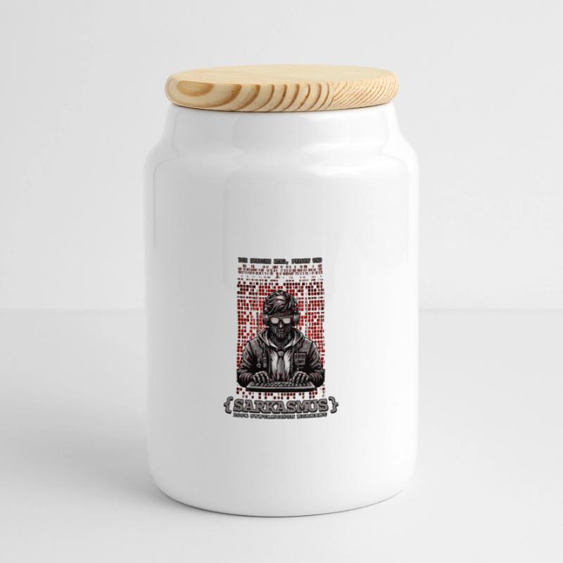 Je parle HTML, Python et sarcasme Boîte à biscuits avec couvercle en bois