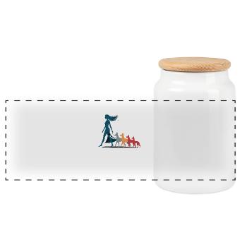 Me & My Followers – Dog Humor Design - Panoramic Cookie Jar with Wooden Lid - white - Front