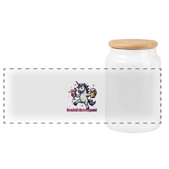Besäufniserregend Einhorn Party design - Panorama Keksdose mit Holzdeckel - Weiß - Vorne