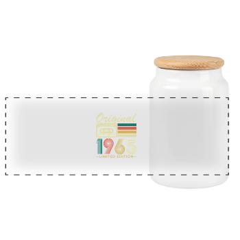 60 Years 1965 Vintage Retro Birthday Gift - Panoramic Cookie Jar with Wooden Lid - white - Front