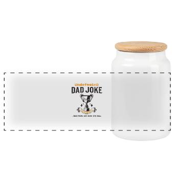 Dad Joke Champion Funny Father's Day Saying - Panoramic Cookie Jar with Wooden Lid - white - Front