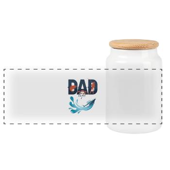 Dad Life Fishing Tee Perfect for Fisherman Dads - Panoramic Cookie Jar with Wooden Lid - white - Front