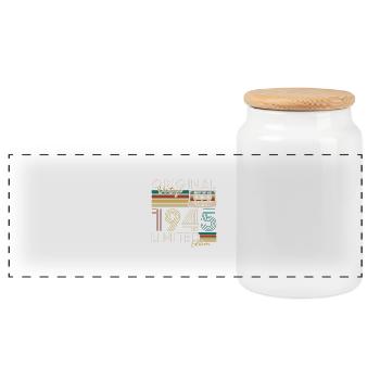 80 Jahre 1945 Vintage Retro Geburtstagsgeschenk - Panorama Keksdose mit Holzdeckel - Weiß - Vorne