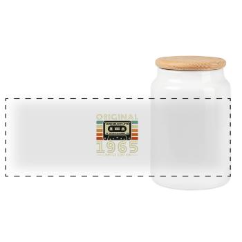 60 Years 1965 Vintage Retro Birthday Gift - Panoramic Cookie Jar with Wooden Lid - white - Front