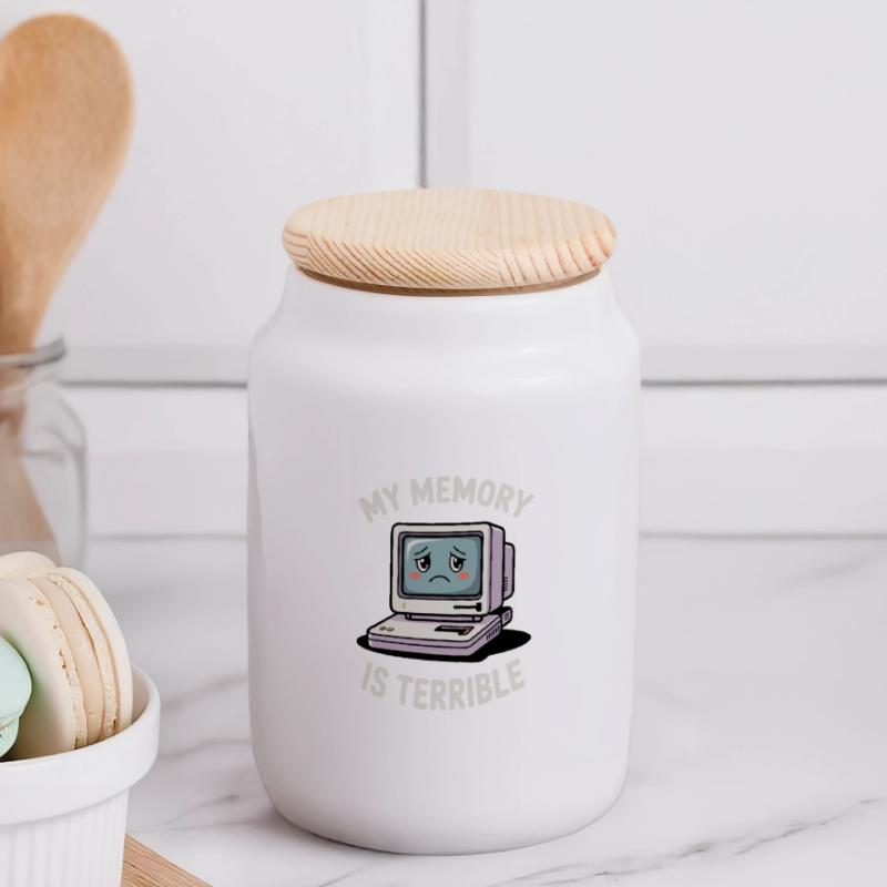 My Memory Is Terrible Funny Computer Funny Coding Panoramic Cookie Jar with Wooden Lid