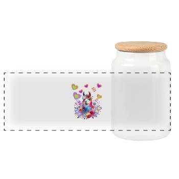 Retro Llama Llamas Woman Child Girl Kids - Panoramic Cookie Jar with Wooden Lid - white - Front