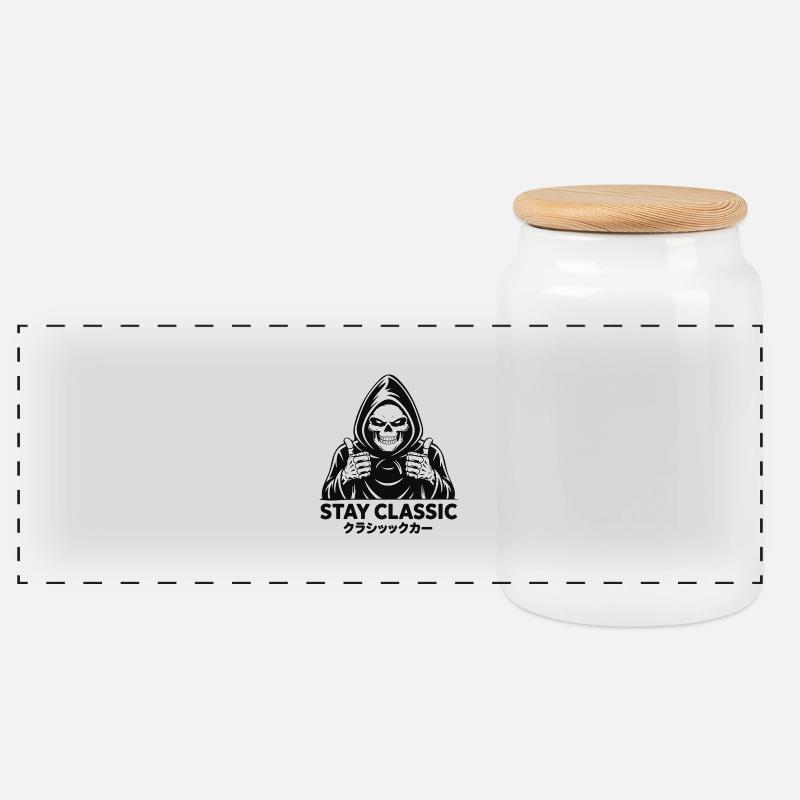 SKULL STAY CLASSIC - Panorama Keksdose mit Holzdeckel - Weiß