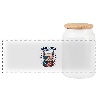 America catriote limited edition - Panoramic Cookie Jar with Wooden Lid - white - Front