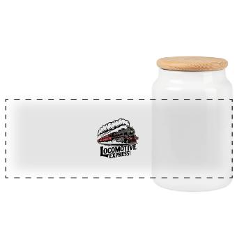 LOCOMOTIVE - Boîte à biscuits avec couvercle en bois - blanc - Devant