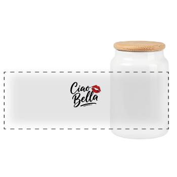 Ciao Bella - Boîte à biscuits avec couvercle en bois - blanc - Devant