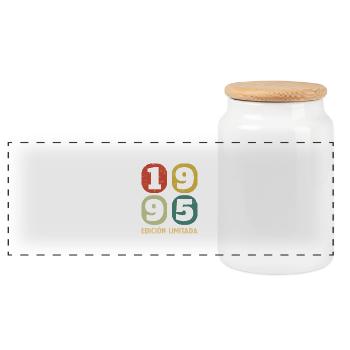 1995 Vintage Retro Geburtstagsgeschenk - Panorama Keksdose mit Holzdeckel - Weiß - Vorne