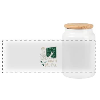 Math est une jupe de tableau noir squelette en métal - Boîte à biscuits avec couvercle en bois - blanc - Devant