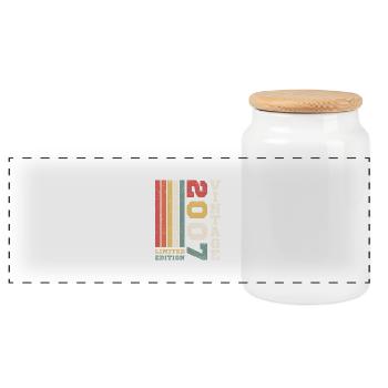2007 Vintage Retro Geburtstagsgeschenk - Panorama Keksdose mit Holzdeckel - Weiß - Vorne