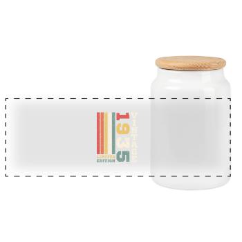 1935 Retro Vintage Jubiläum Vintage - Panorama Keksdose mit Holzdeckel - Weiß - Vorne