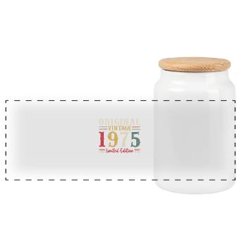 50 Years 1975 Vintage Retro Birthday Gift - Panoramic Cookie Jar with Wooden Lid - white - Front
