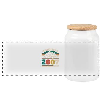 2007 Vintage Retro Geburtstagsgeschenk - Panorama Keksdose mit Holzdeckel - Weiß - Vorne